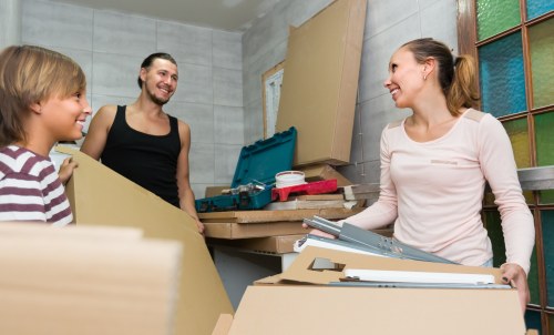 Man and van service loading boxes in Waterloo residential move