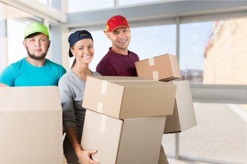 Office relocation planning in Waterloo with moving boxes and workspace setup