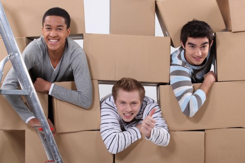 Careful packing for a flat removal in Waterloo with labeled boxes and wrapped items