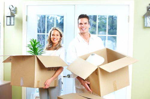 Moving team unloading household items in Waterloo